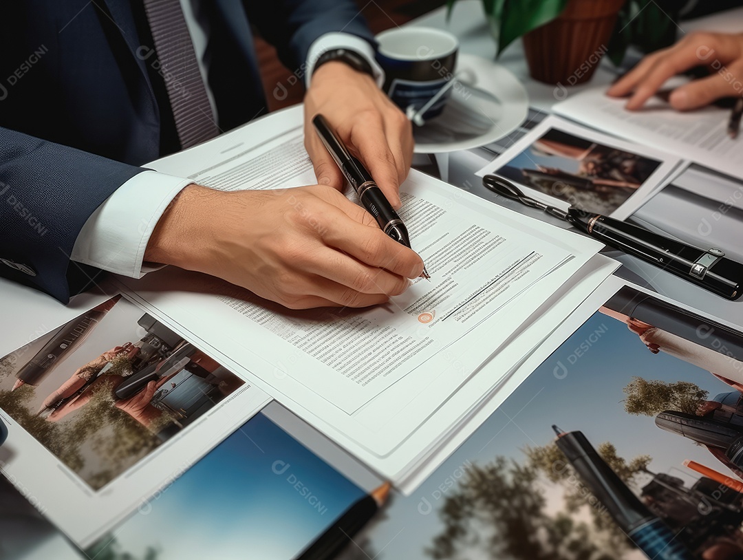 Mãos de empresários trabalhando com documentos, Equipe de empresários trabalhando juntos no escritório da sala de reuniões