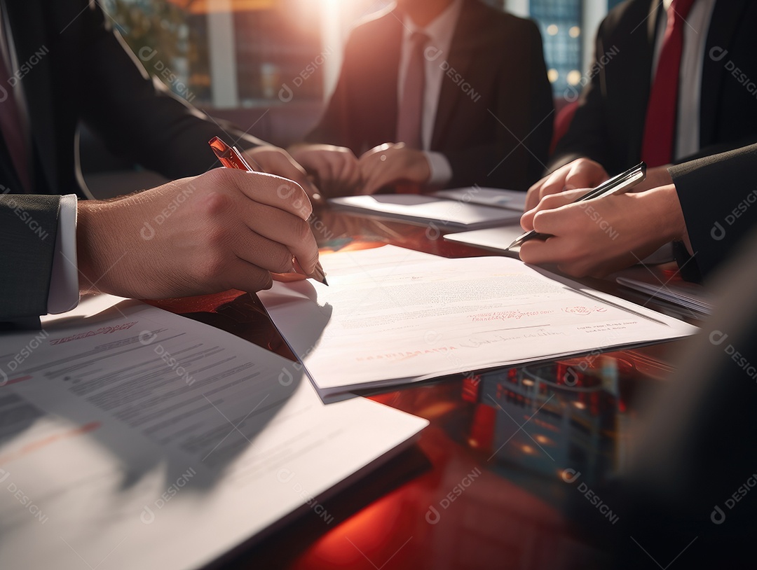 Mãos de empresários trabalhando com documentos, Equipe de empresários trabalhando juntos no escritório da sala de reuniões
