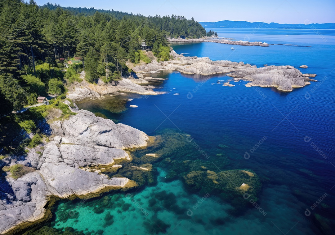 Vista aérea do lago, lago no nascer do sol da manhã. Ecossistemas de água doce, zonas húmidas e protecção ambiental.