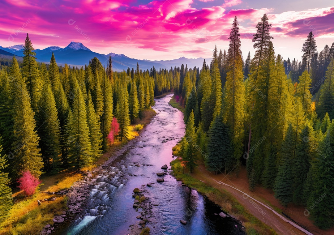 Vista aérea do lago, lago no nascer do sol da manhã. Ecossistemas de água doce, zonas húmidas e protecção ambiental.