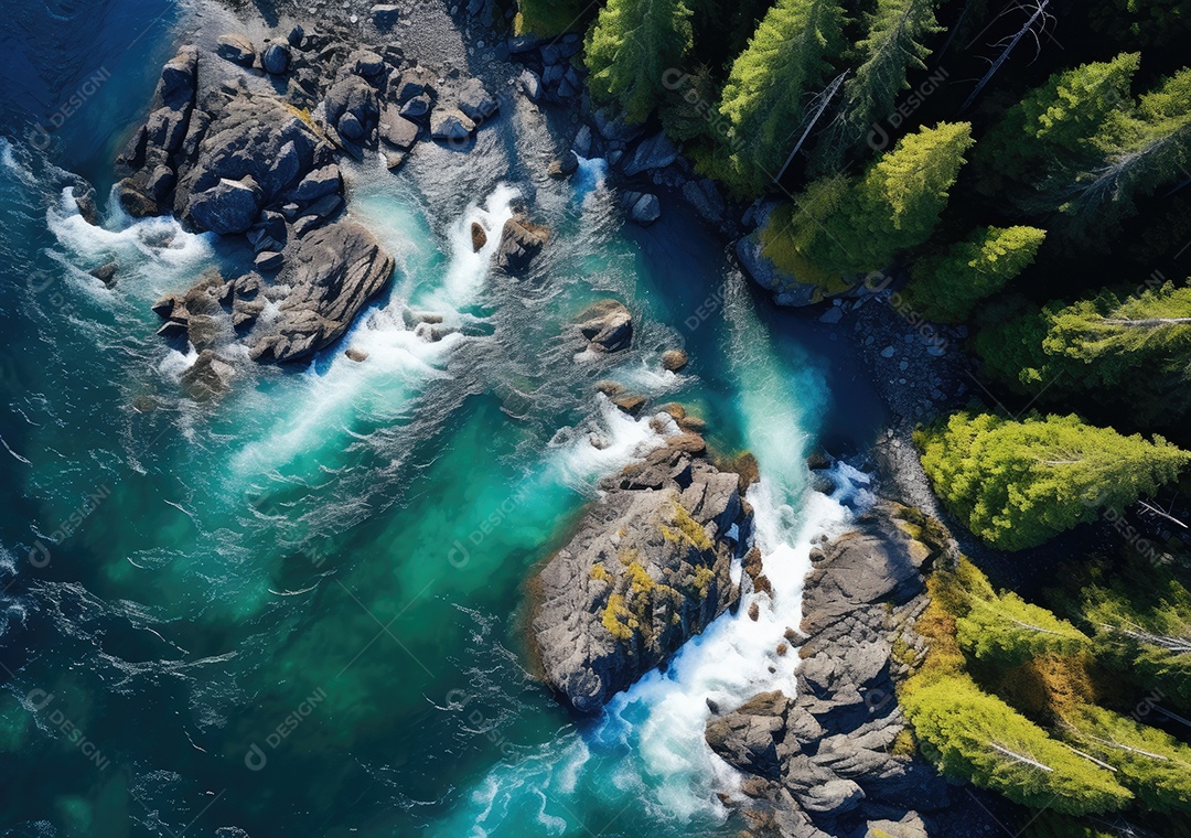 Vista aérea do lago, lago no nascer do sol da manhã. Ecossistemas de água doce, zonas húmidas e protecção ambiental.