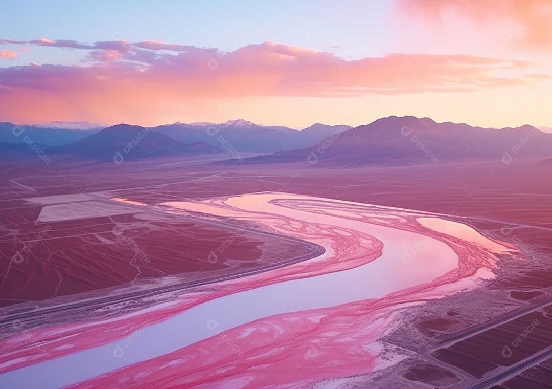 Vista aérea do lago, lago no nascer do sol da manhã. Ecossistemas de água doce, zonas húmidas e protecção ambiental.