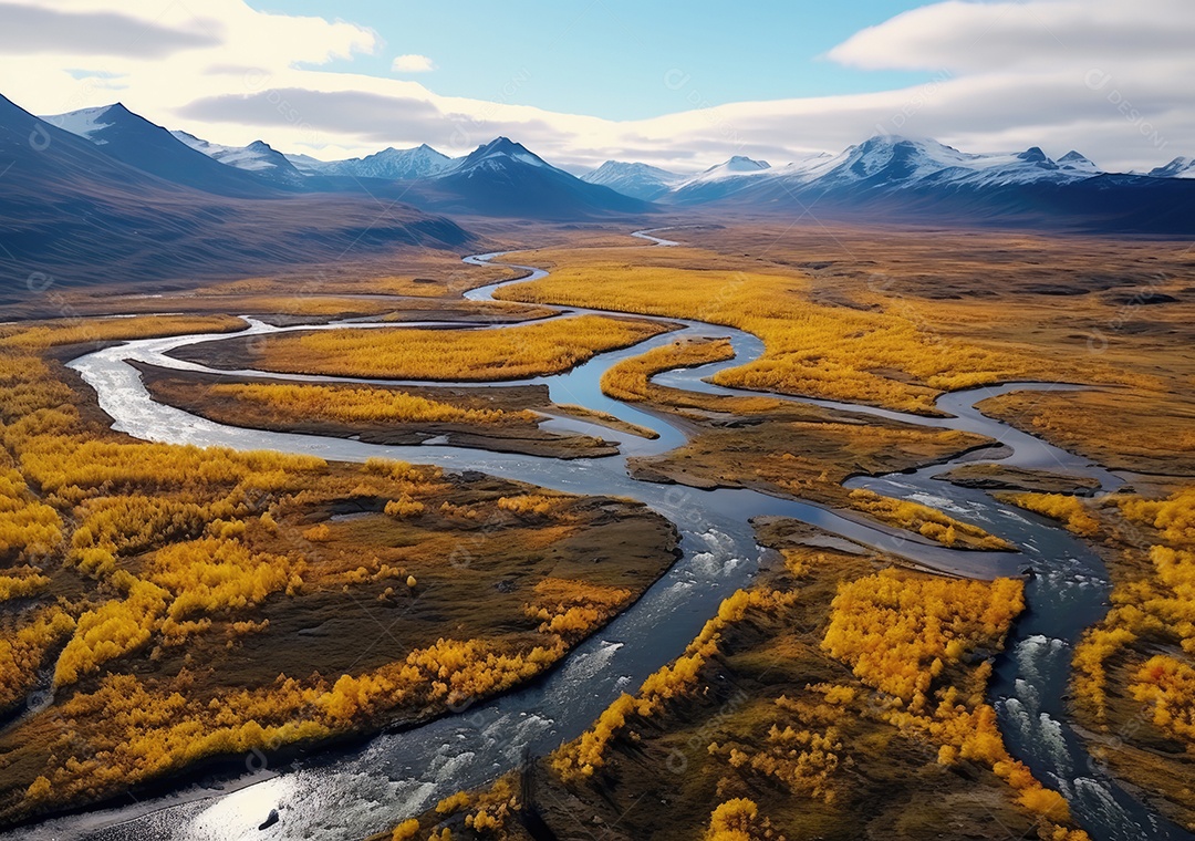Vista aérea do lago, lago no nascer do sol da manhã. Ecossistemas de água doce, zonas húmidas e protecção ambiental.