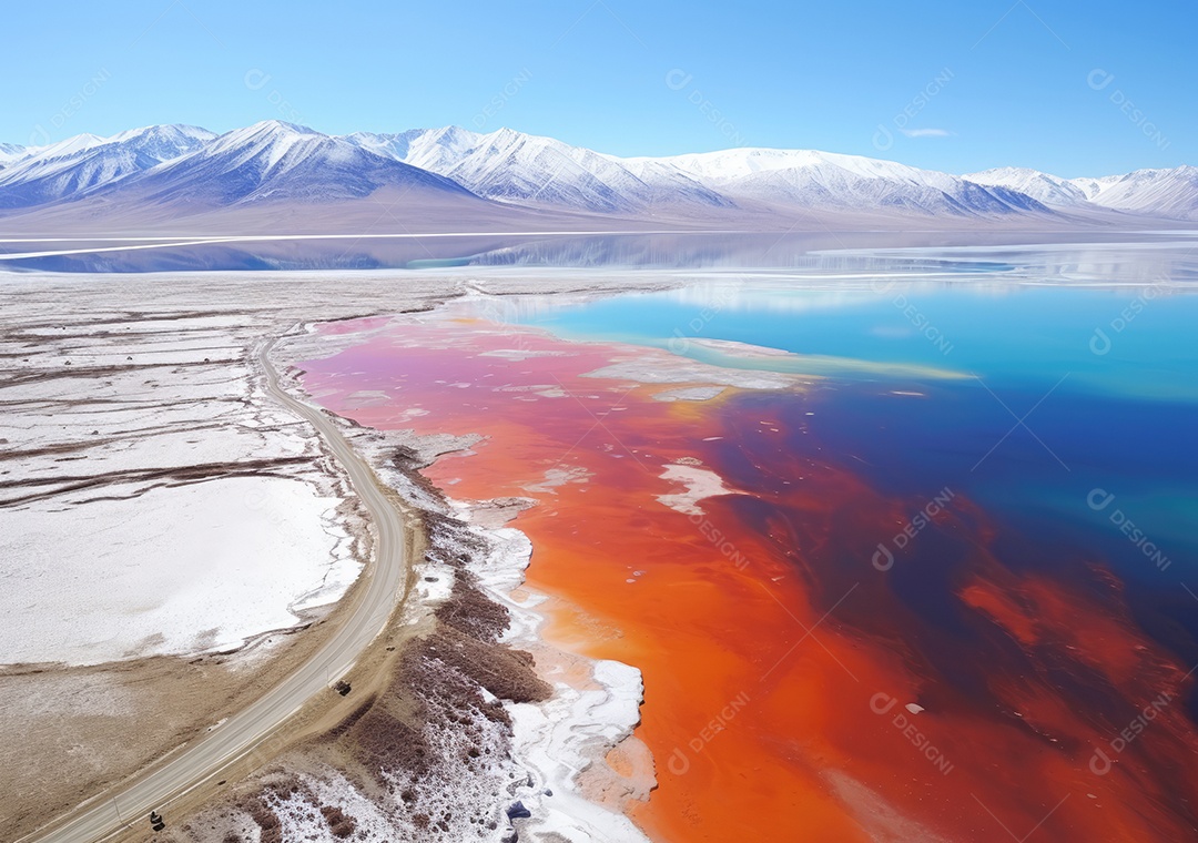 Vista aérea do lago, lago no nascer do sol da manhã. Ecossistemas de água doce, zonas húmidas e protecção ambiental.
