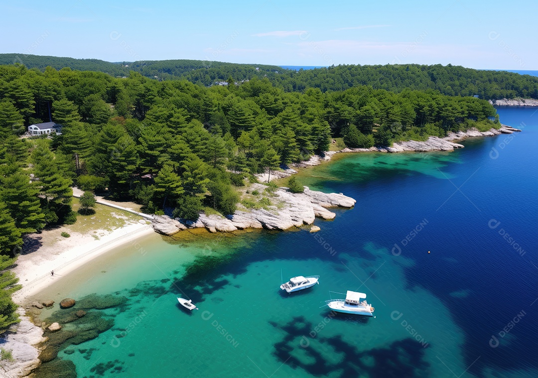 Vista aérea do lago, lago no nascer do sol da manhã. Ecossistemas de água doce, zonas húmidas e protecção ambiental.