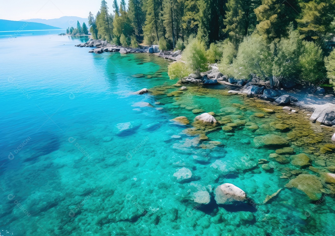 Vista aérea do lago, lago no nascer do sol da manhã. Ecossistemas de água doce, zonas húmidas e protecção ambiental.