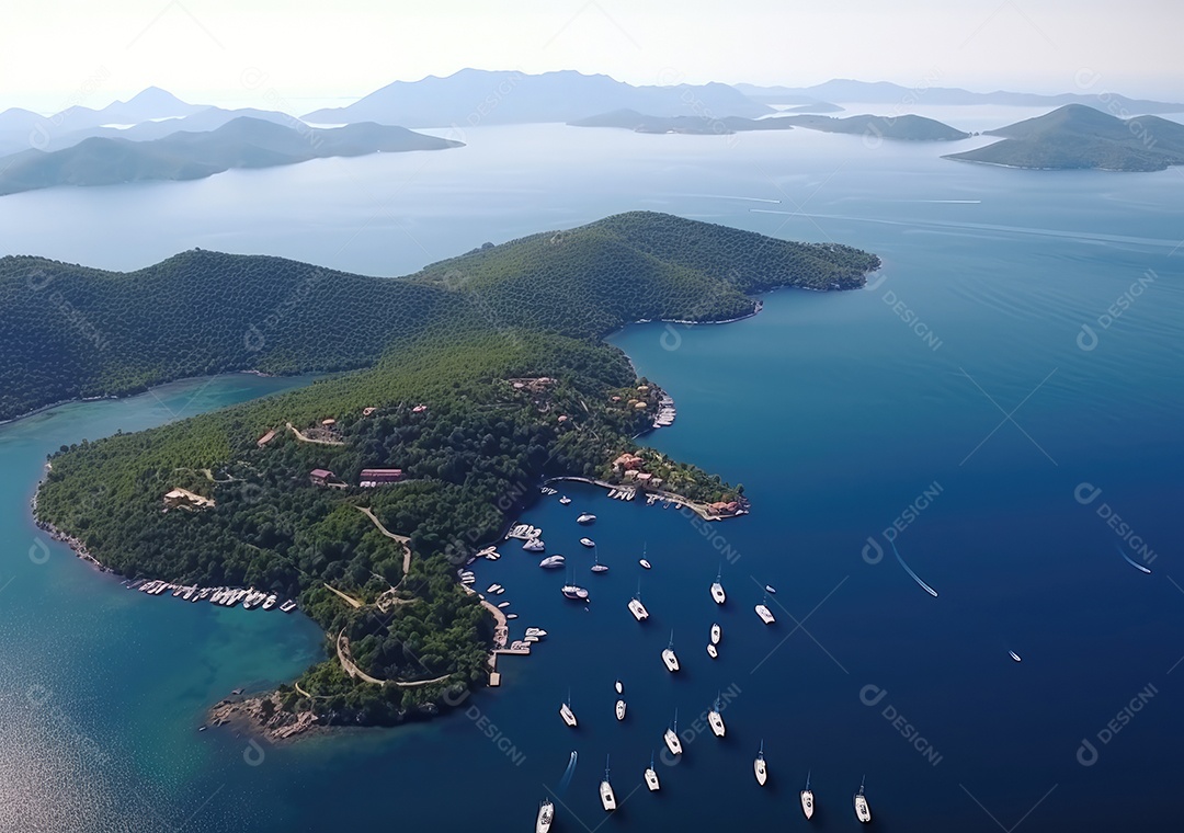 Vista aérea do lago, lago no nascer do sol da manhã. Ecossistemas de água doce, zonas húmidas e protecção ambiental.