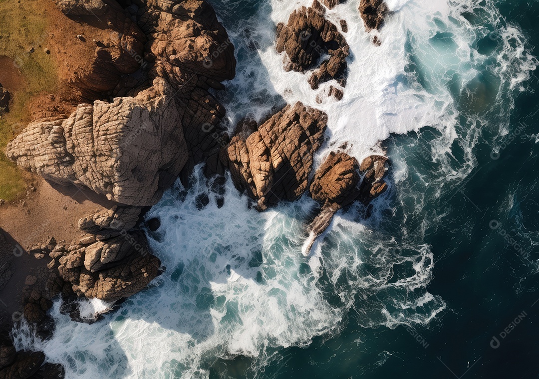 Cascata de cachoeira na selva na floresta tropical com rocha e lagoa azul turquesa. arco-íris.