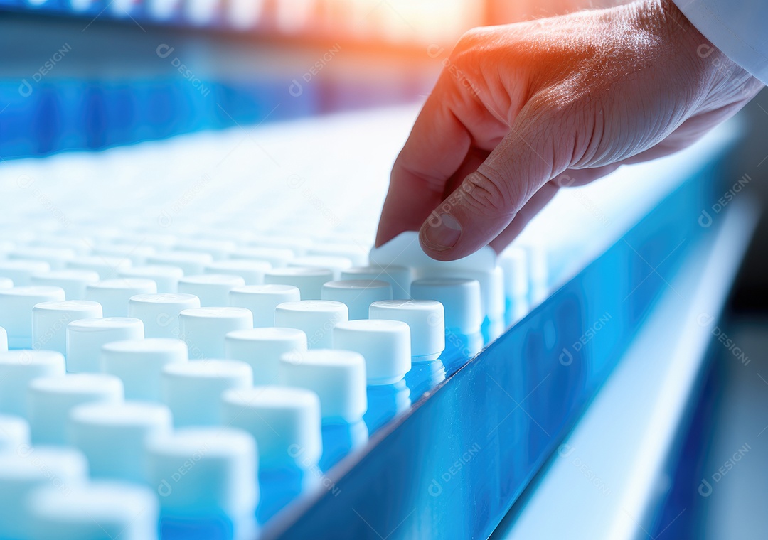 Feche o médico colocando comprimidos em frascos para os pacientes. IA generativa.