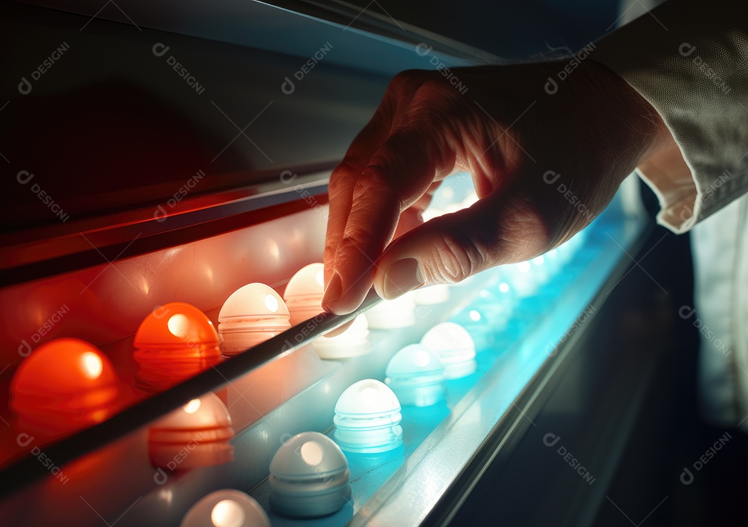 Médico colocando comprimidos em frascos para os pacientes. IA generativa.