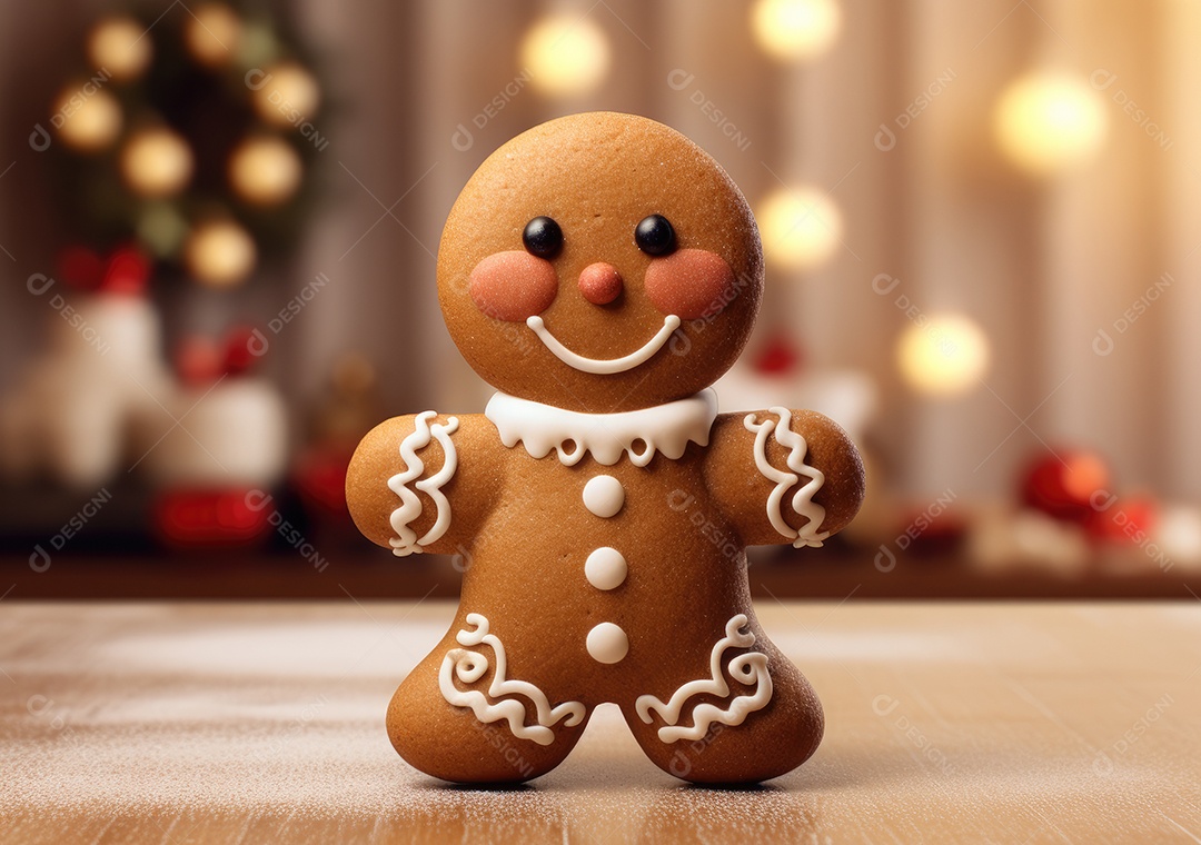 Conceito de biscoitos de gengibre caseiros de Natal fofo.