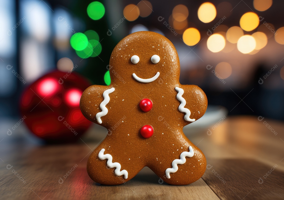 Conceito de biscoitos de gengibre caseiros de Natal fofo.