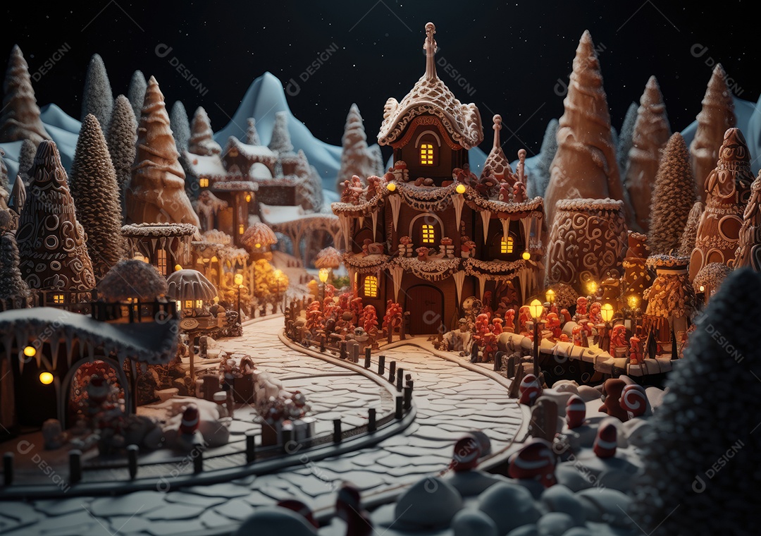 Conceito de biscoitos de gengibre caseiros de Natal fofo.