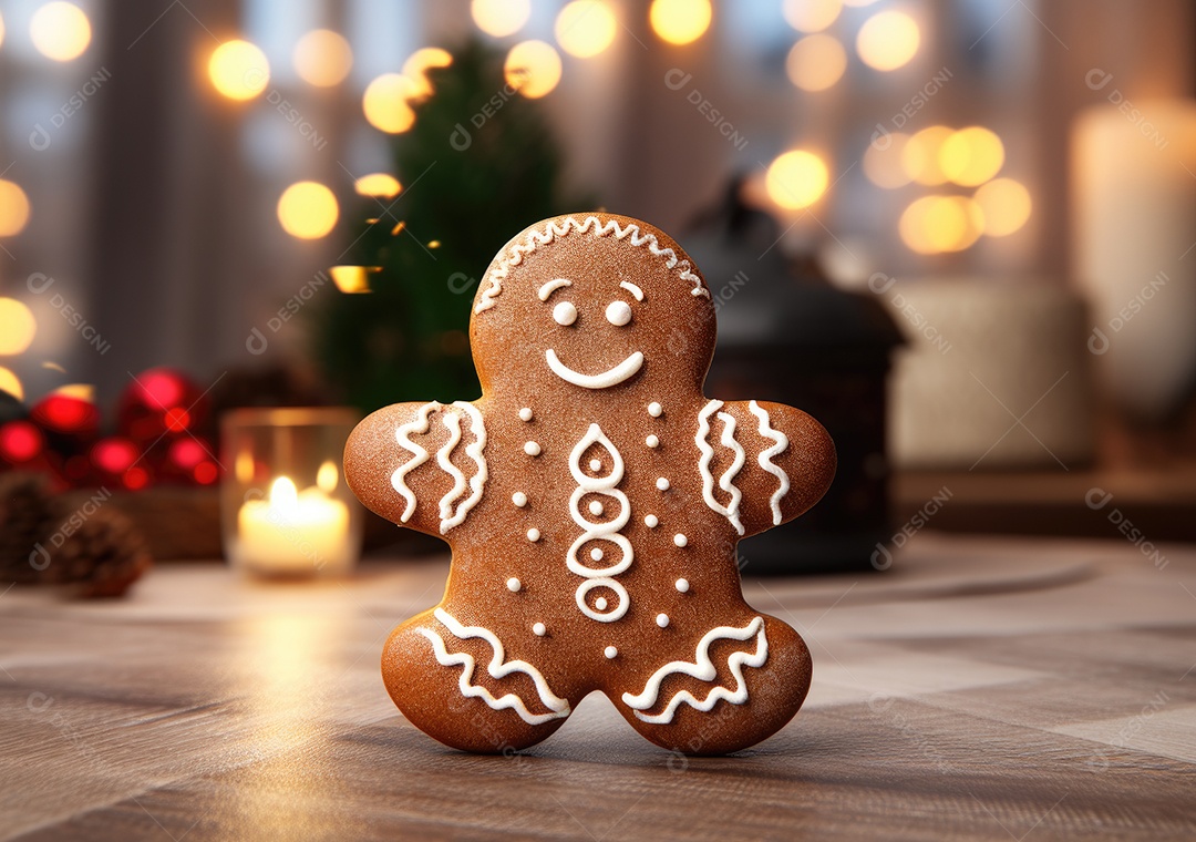 Conceito de biscoitos de gengibre caseiros de Natal fofo.