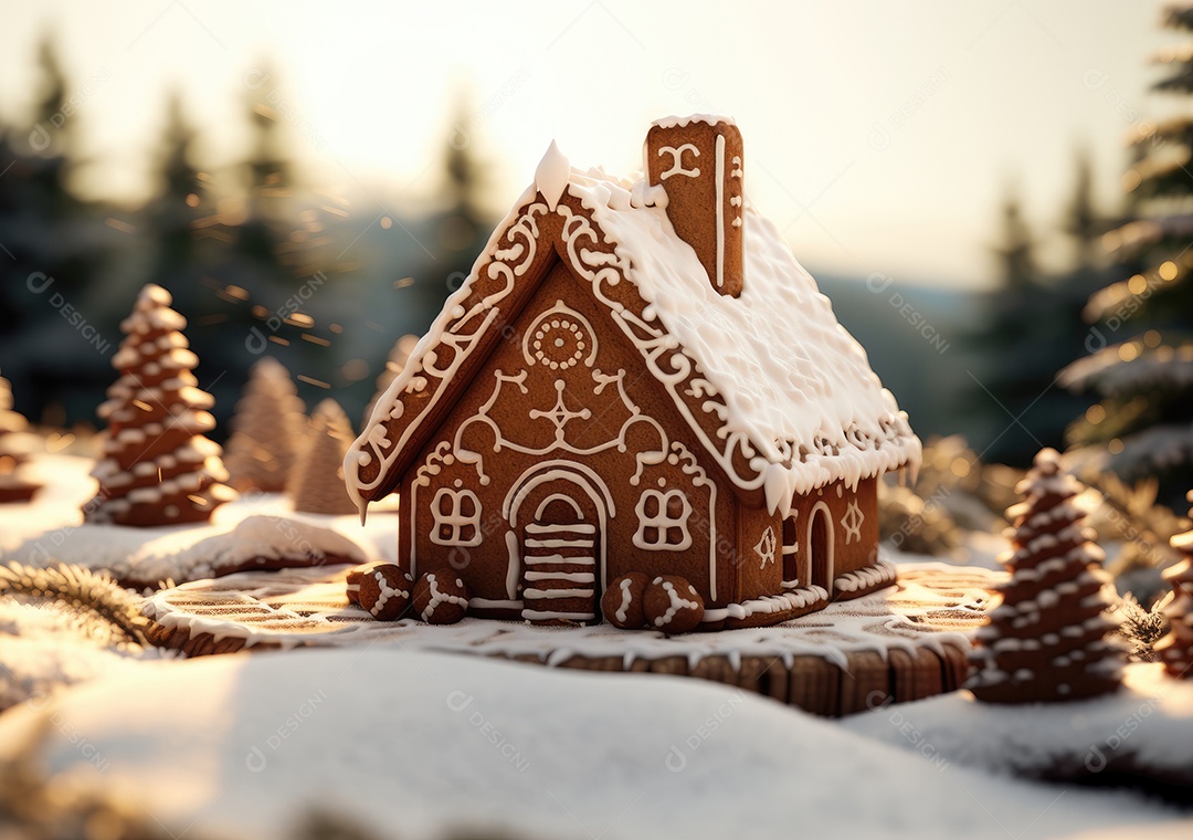 Conceito de biscoitos de gengibre caseiros de Natal fofo.