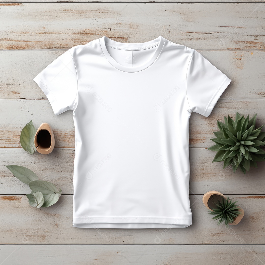 Maquete de camiseta em branco. Vista superior da camisa em branco do modelo. fundo com moldura de composição.