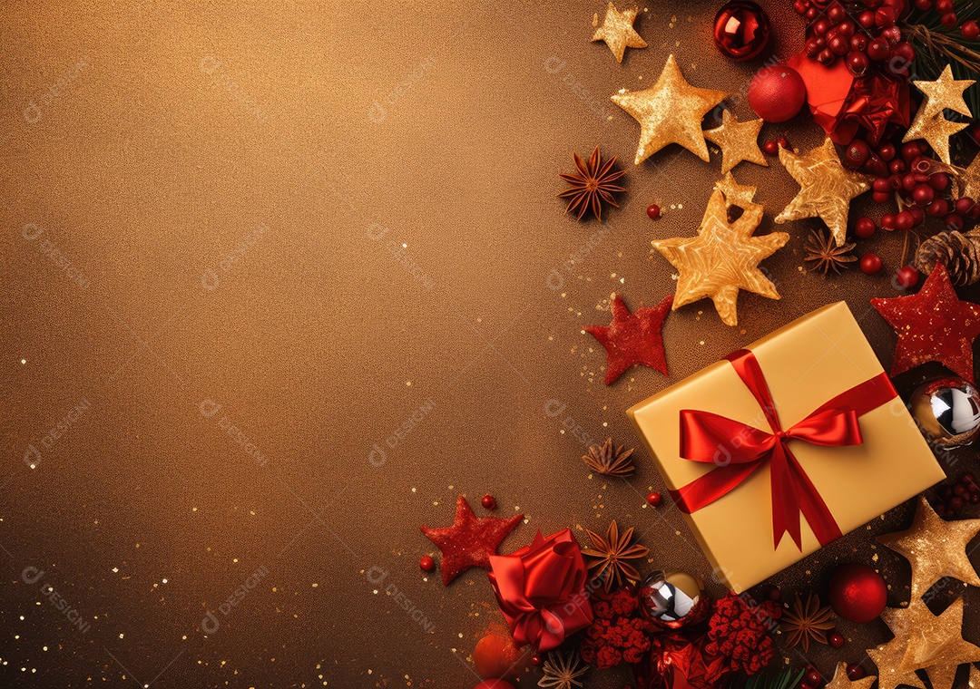 Fronteira de Natal e ano novo com ramos de abeto e decoração