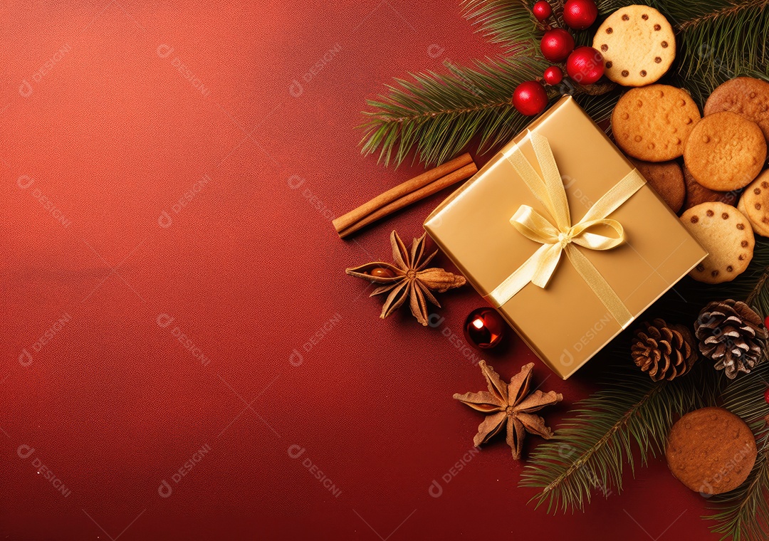 Fronteira de Natal e ano novo com ramos de abeto e decoração