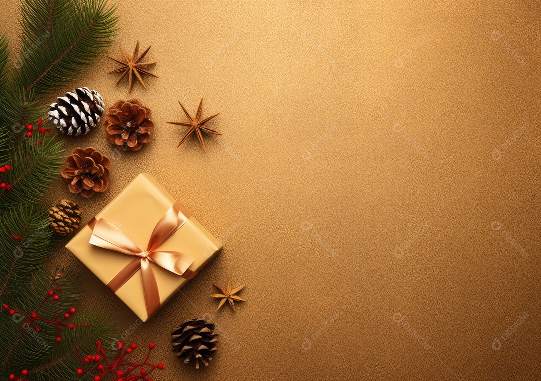 Fronteira de Natal e ano novo com ramos de abeto e decoração