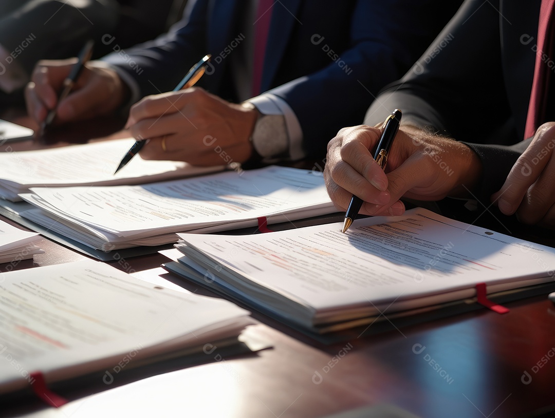 Mãos de empresários trabalhando com documentos, Equipe de empresários trabalhando juntos no escritório da sala de reuniões