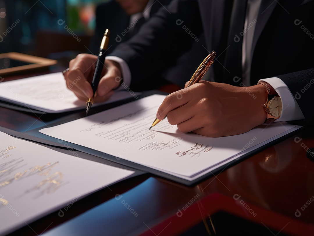 Mãos de empresários trabalhando com documentos, Equipe de empresários trabalhando juntos no escritório da sala de reuniões