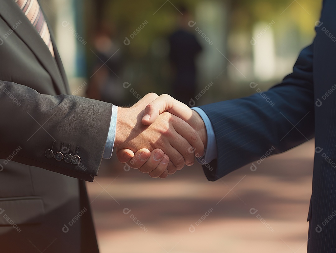 Pessoas de negócios apertando as mãos, terminando a reunião. Bem-sucedido