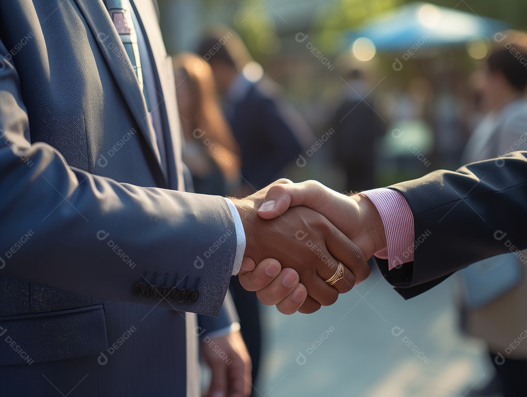 Pessoas de negócios apertando as mãos, terminando a reunião. Bem-sucedido