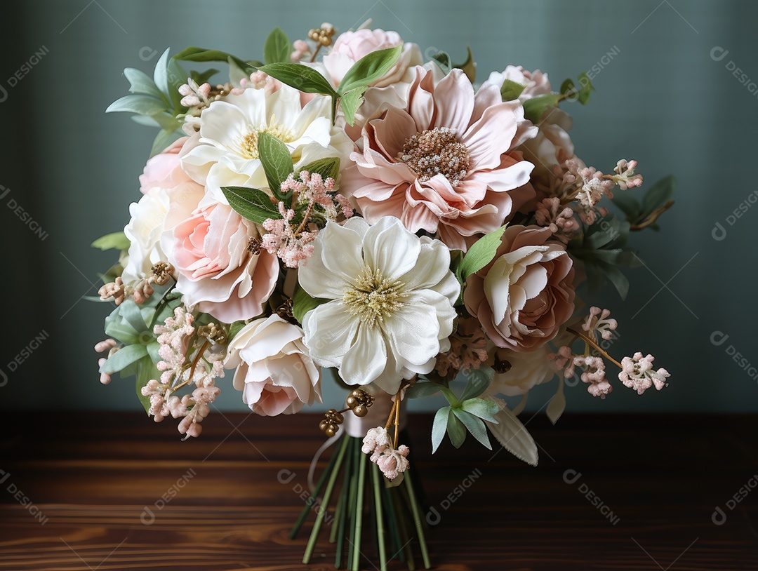 Buquê de rosas para o casamento. Flor na lapela do noivo. Acessórios de casamento de flores naturais. Dia do casamento.