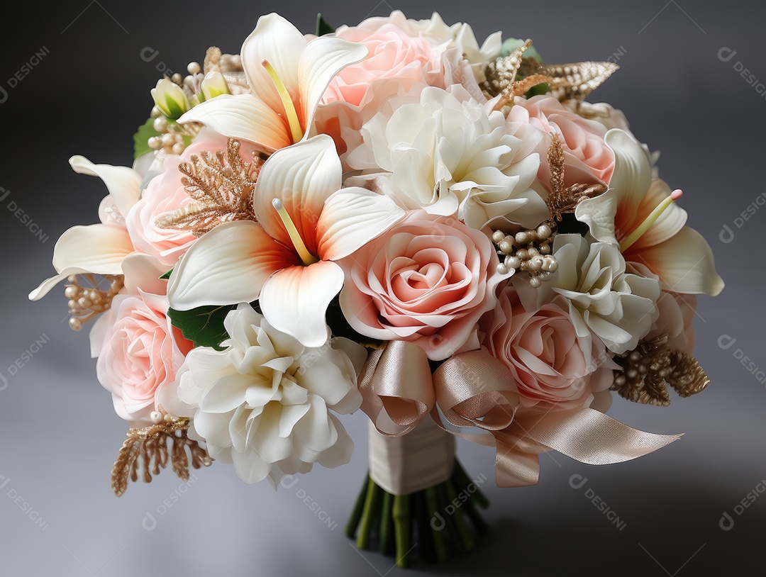 Buquê de rosas para o casamento. Flor na lapela do noivo. Acessórios de casamento de flores naturais. Dia do casamento.