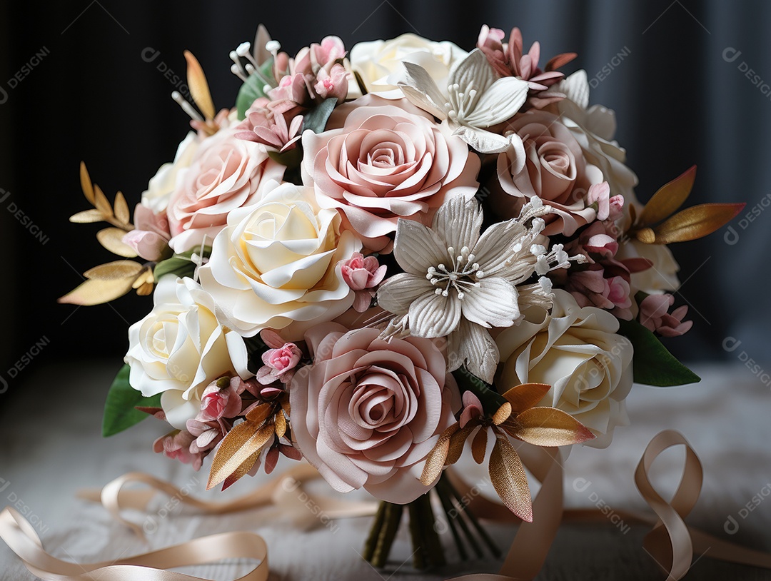 Buquê de rosas para o casamento. Flor na lapela do noivo. Acessórios de casamento de flores naturais. Dia do casamento.