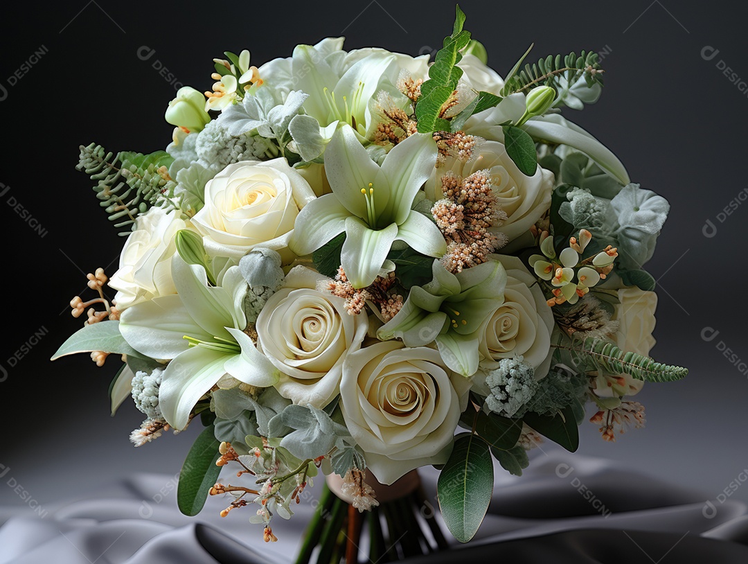 Buquê de rosas para o casamento. Flor na lapela do noivo. Acessórios de casamento de flores naturais. Dia do casamento.