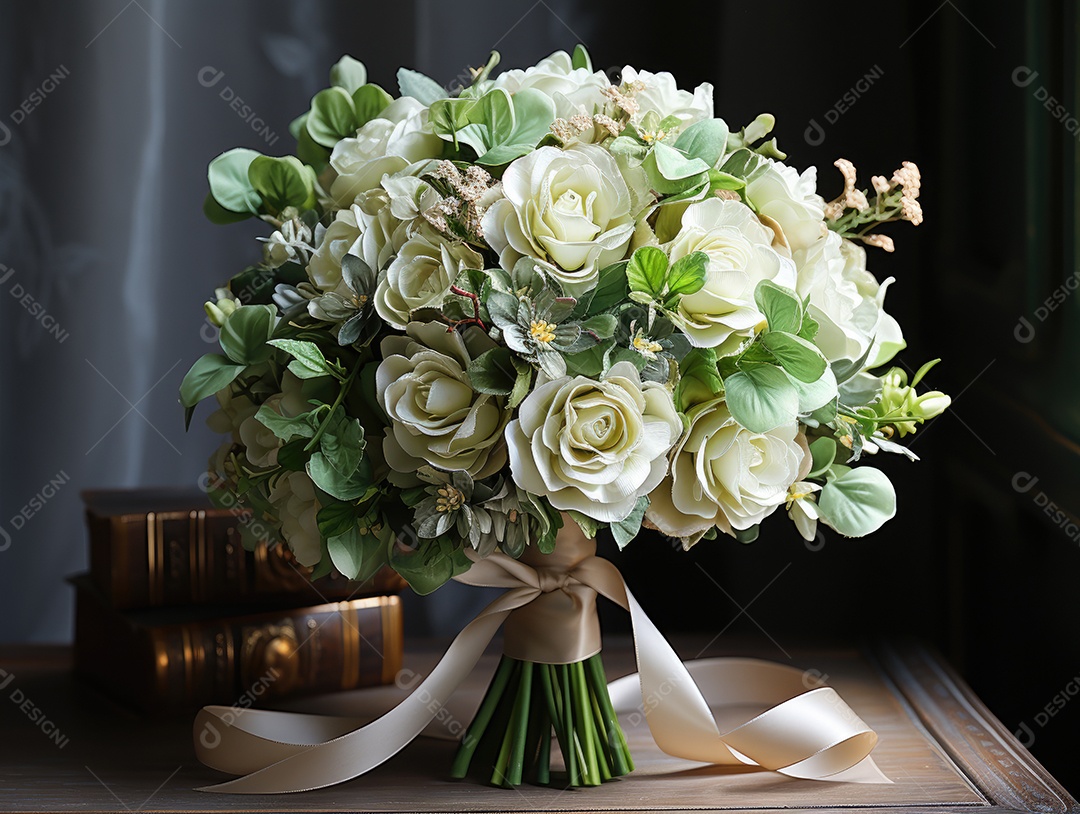 Buquê de rosas para o casamento. Flor na lapela do noivo. Acessórios de casamento de flores naturais. Dia do casamento.