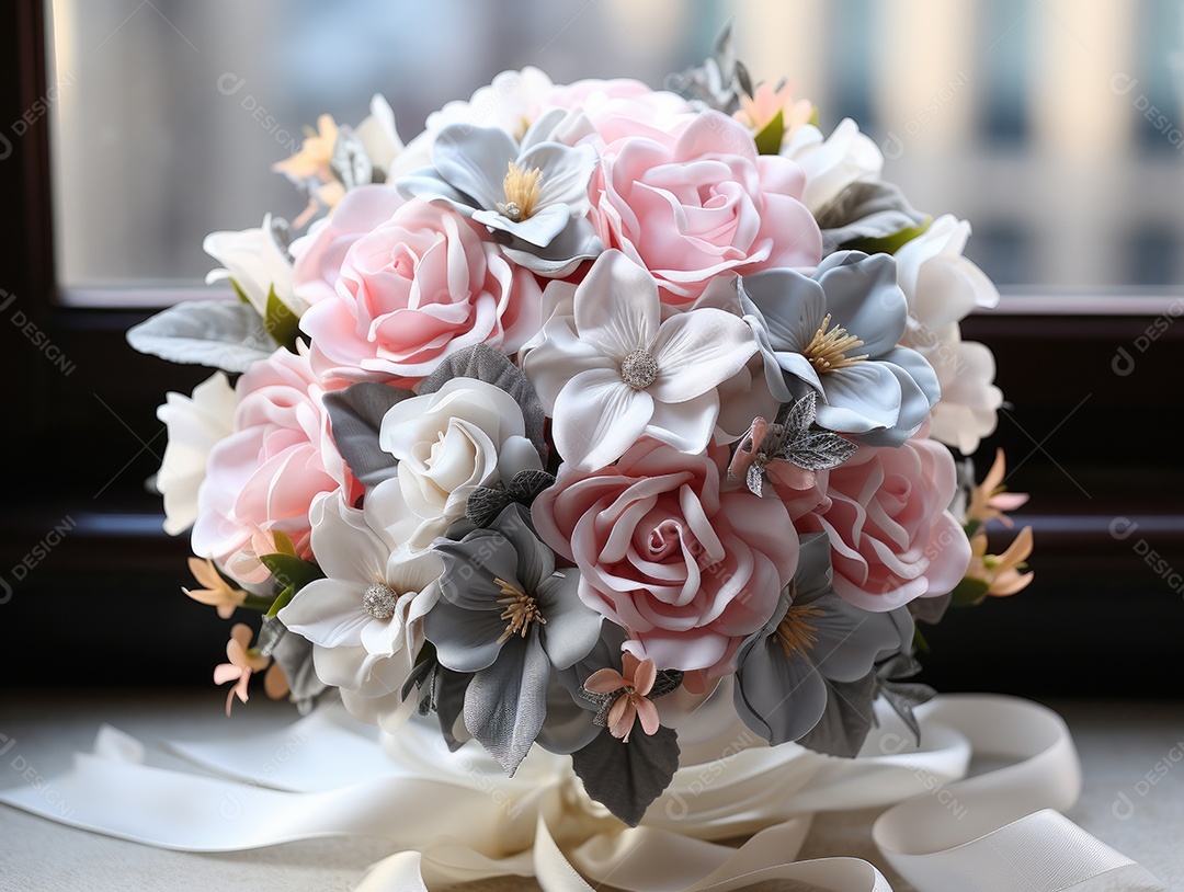 Buquê de rosas para o casamento. Flor na lapela do noivo. Acessórios de casamento de flores naturais. Dia do casamento.