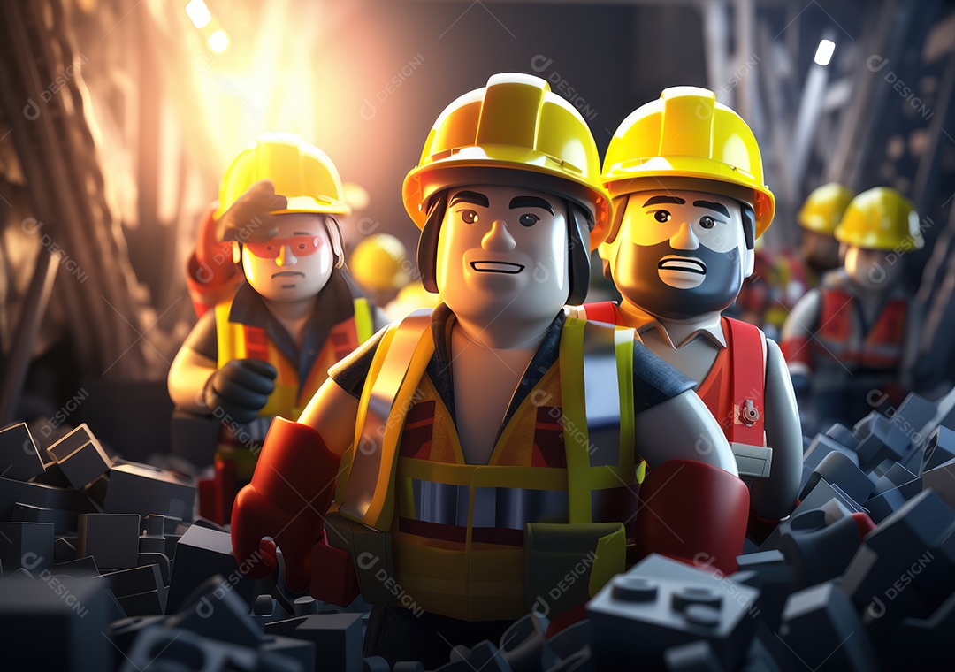 Pôster do dia do trabalho com personagem de desenho animado 3D em estilo brinquedo.