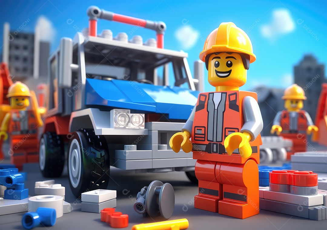 Pôster do dia do trabalho com personagem de desenho animado 3D em estilo brinquedo.