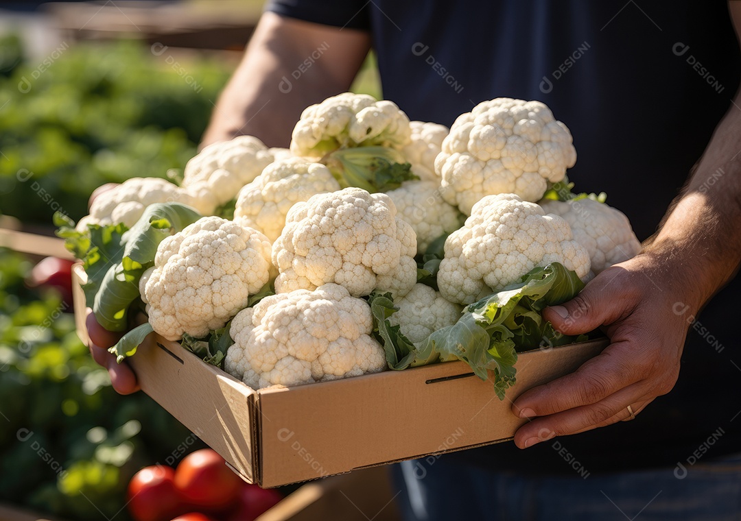 Pessoa agricultor ao lado de suas colheita