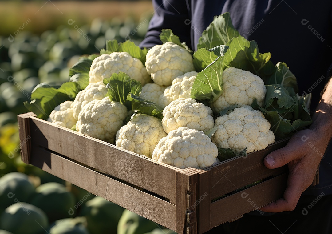 Agricultor ao lado de sua colheita