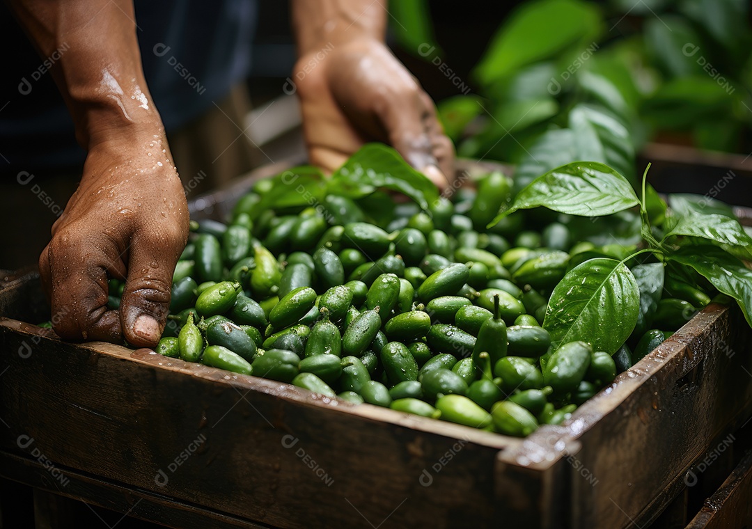 Agricultor segurando sua coiheita
