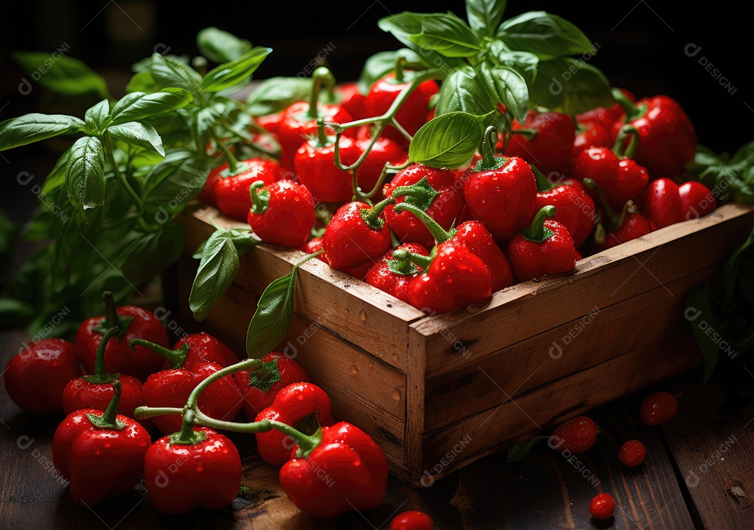 Tomates sobre uma mesa de madeira