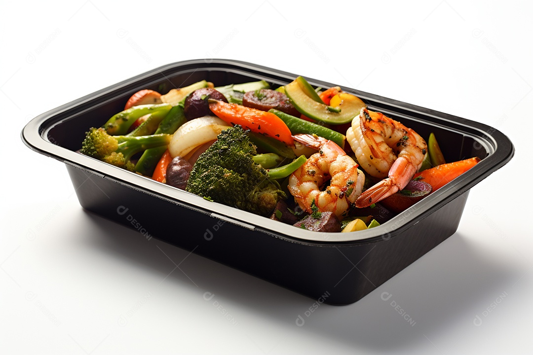 Marmitex de salada fit em fundo branco