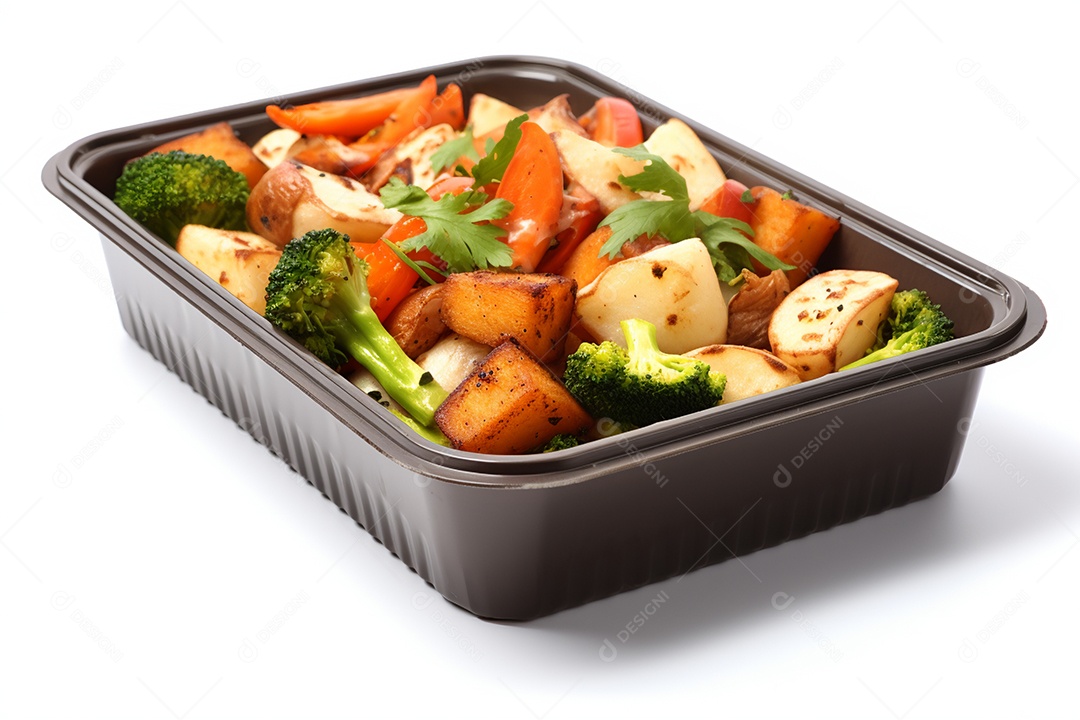 Marmitex de salada fit em fundo branco