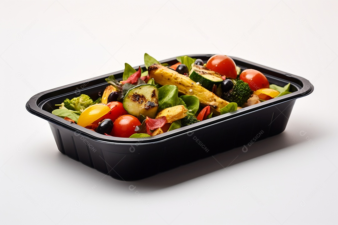 Marmitex de salada fit em fundo branco