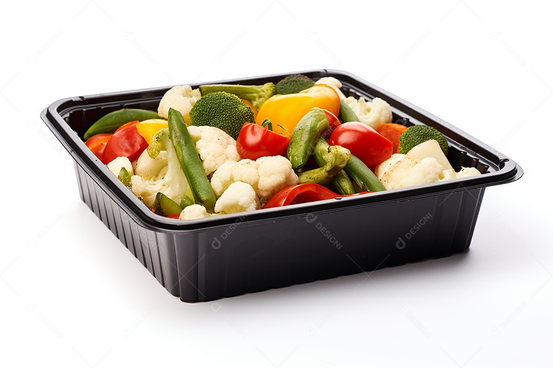 Marmitex de salada fit em fundo branco