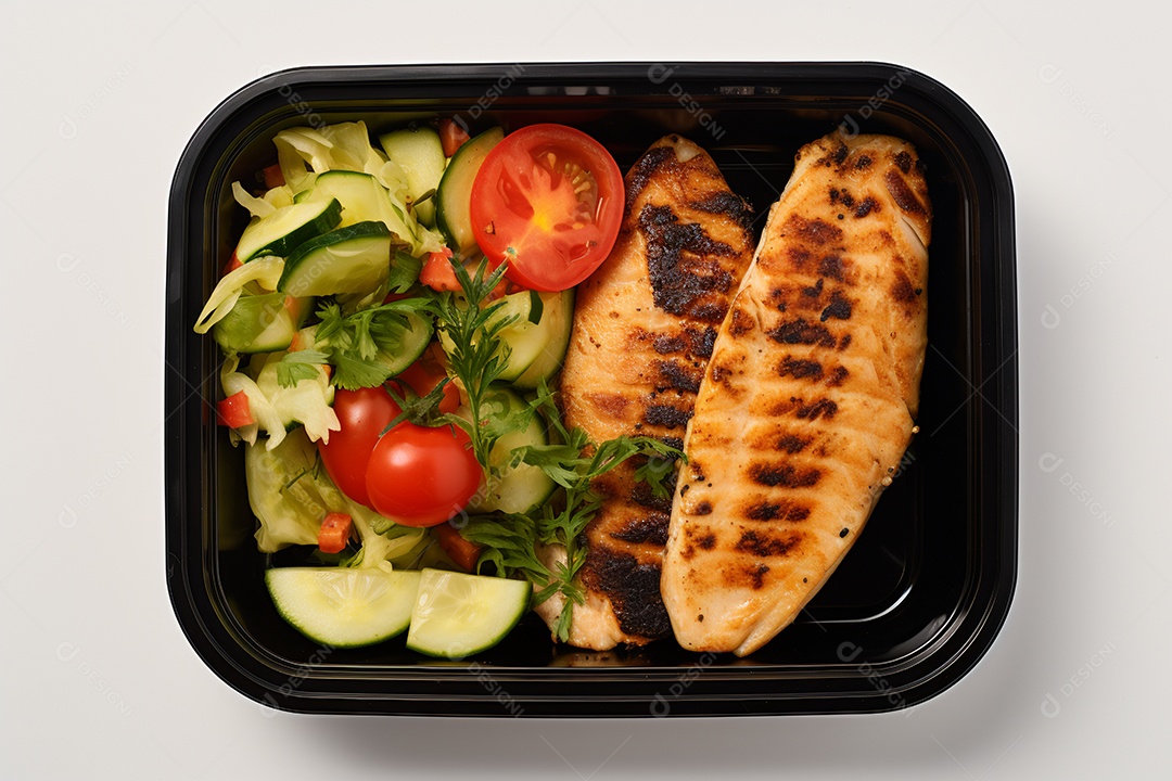 Marmitex de salada fit em fundo branco