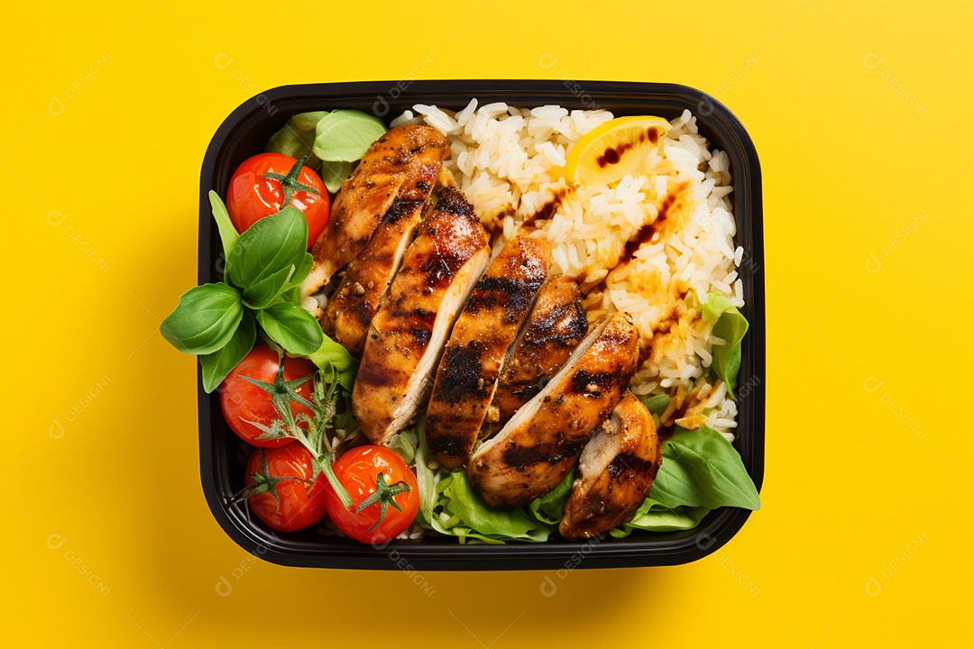 Marmitex de salada fit em fundo branco