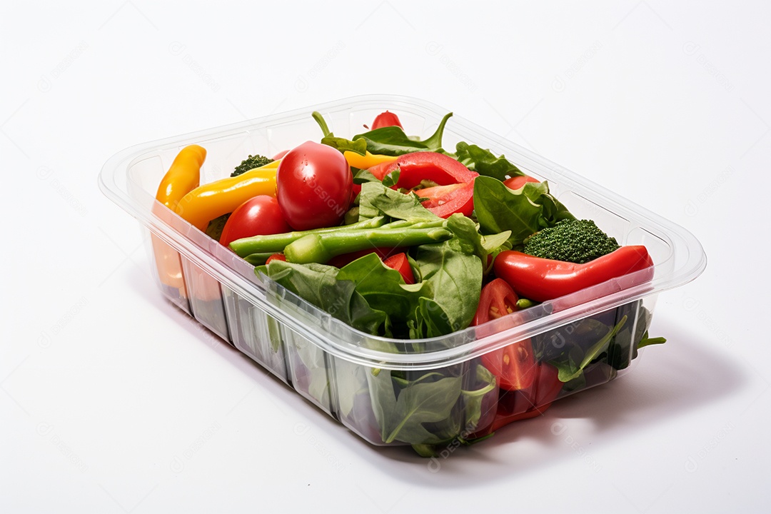 Marmitex de salada fit em fundo branco