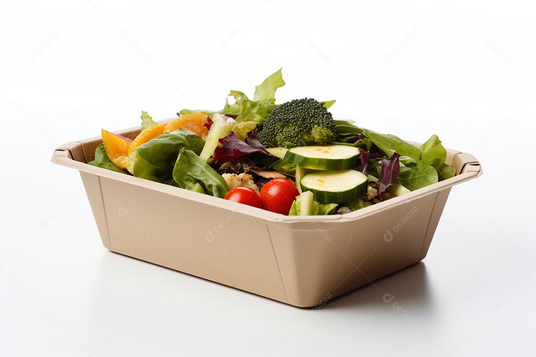 Marmitex de salada fit em fundo branco