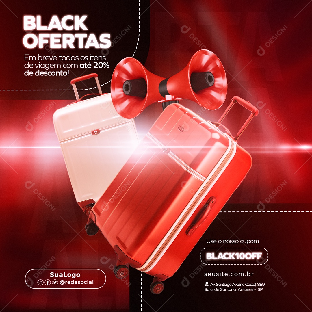 Social Media Até 20% De Desconto Black Friday PSD Editável