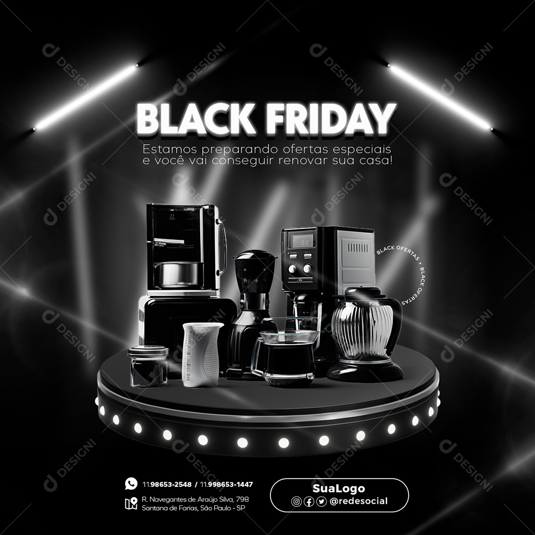 Feed Preparando Ofertas Black Friday Social Media PSD Editável