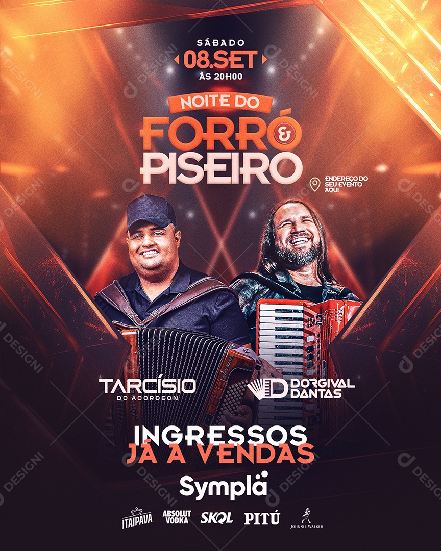 Flyer Feed Noite Do Forró e Piseiro Social Media PSD Editável